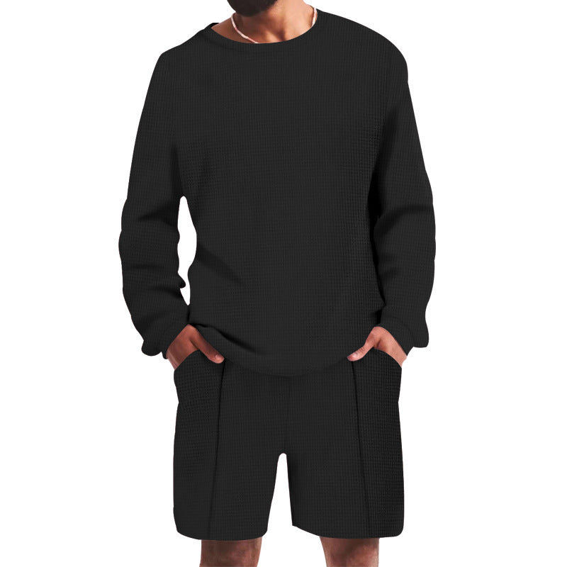 Herren lässiges Sweatshirt- und Shorts-Set mit strukturiertem Design Echoarchiv