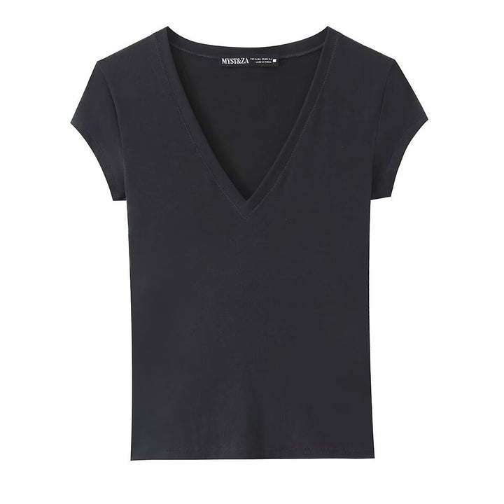 Damen T-Shirt mit modernem V-Ausschnitt und angenehmem Baumwollmix Echo Archiv