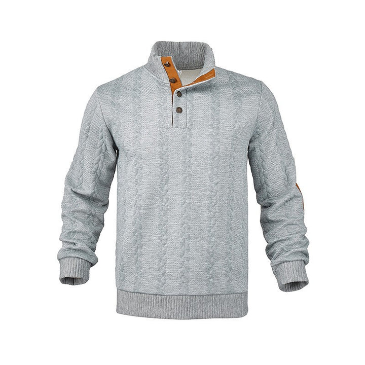 Herren Strickpullover mit hohem Kragen und modischem Zopfdesign Echoarchiv