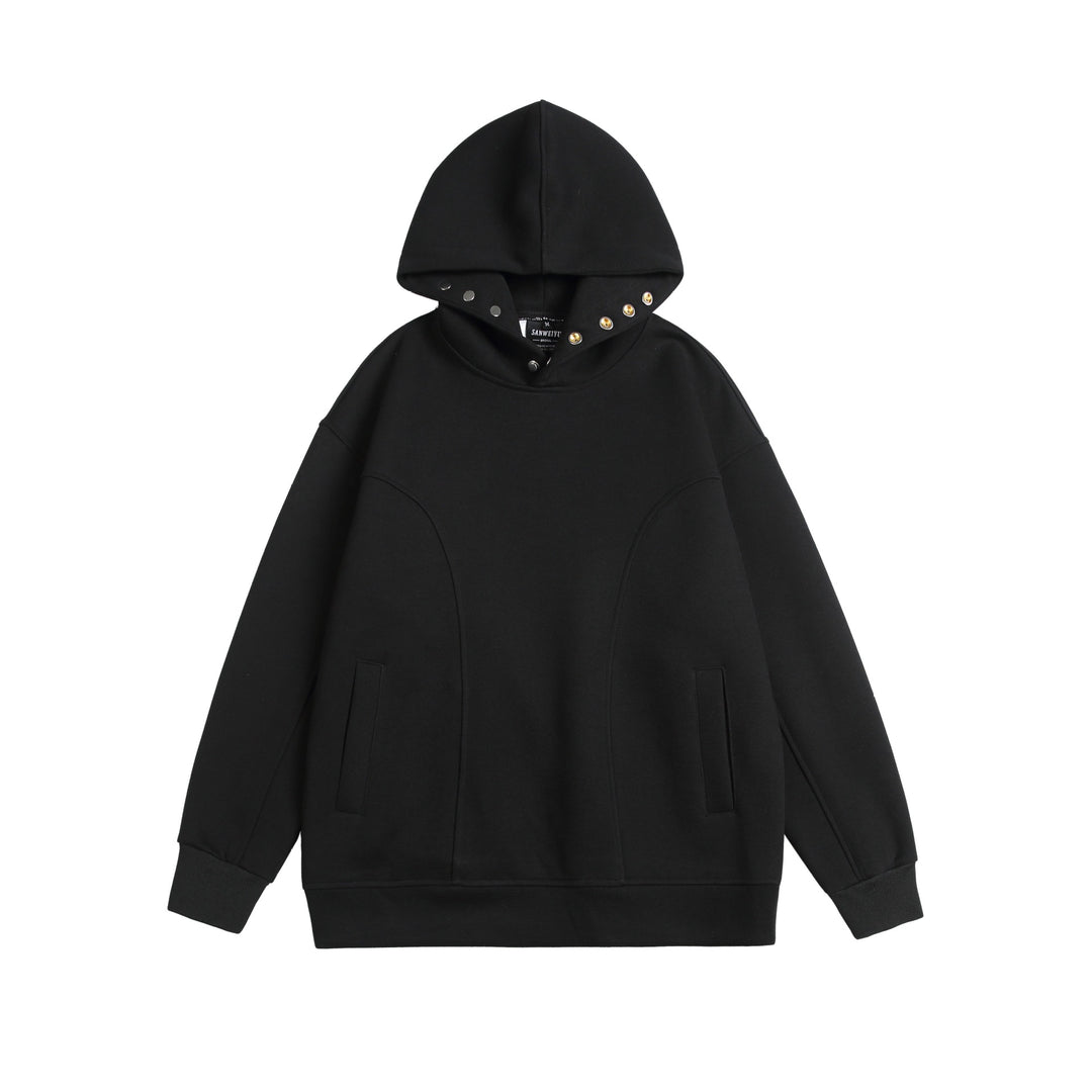 Unisex Oversize Kapuzenpullover mit Druckknopffunnel und Teilungsnähten Echoarchiv