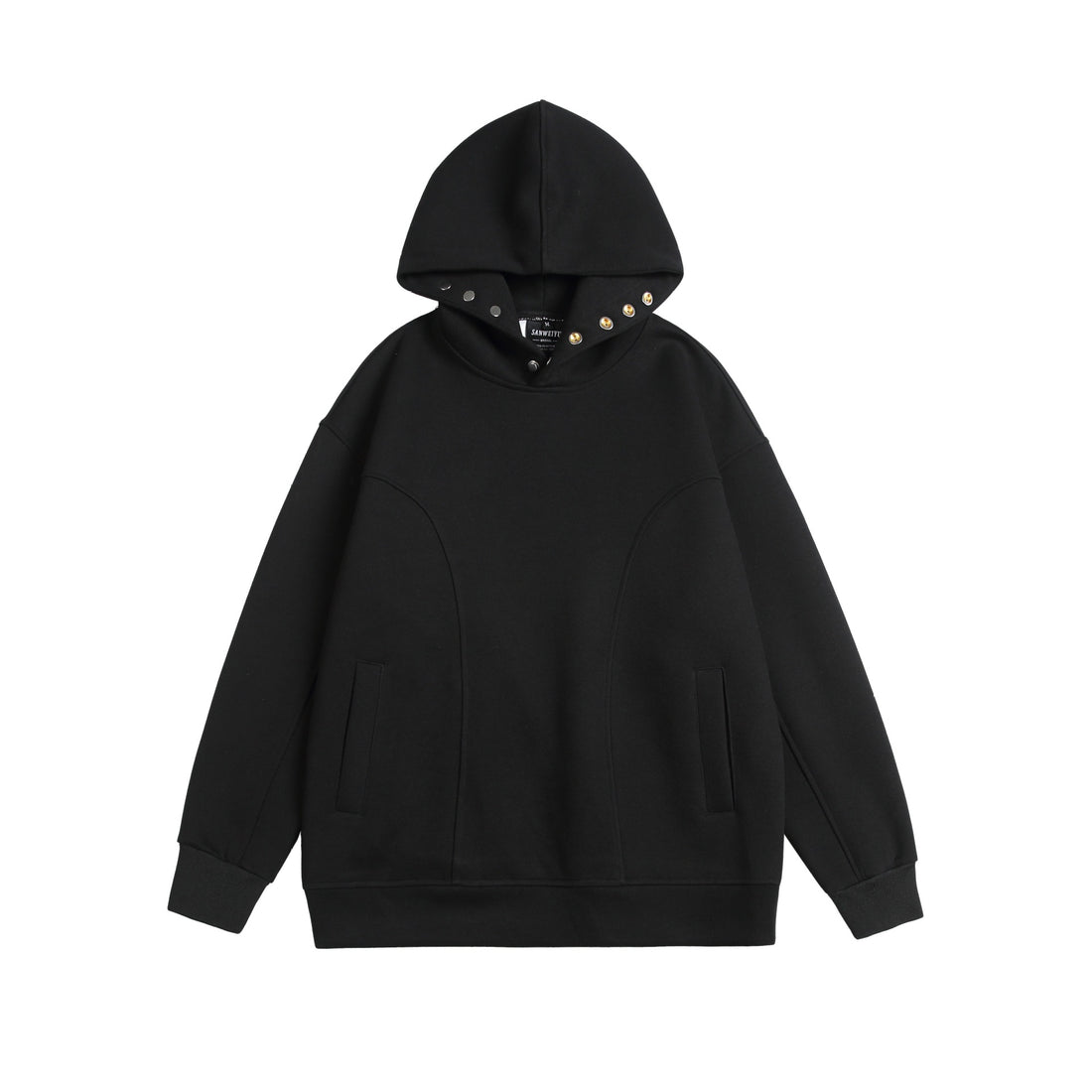 Unisex Oversize Kapuzenpullover mit Druckknopffunnel und Teilungsnähten Echoarchiv