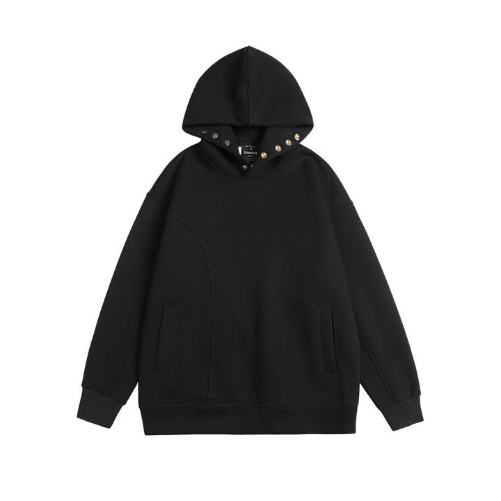 Unisex Oversize Kapuzenpullover mit Druckknopffunnel und Teilungsnähten Echoarchiv