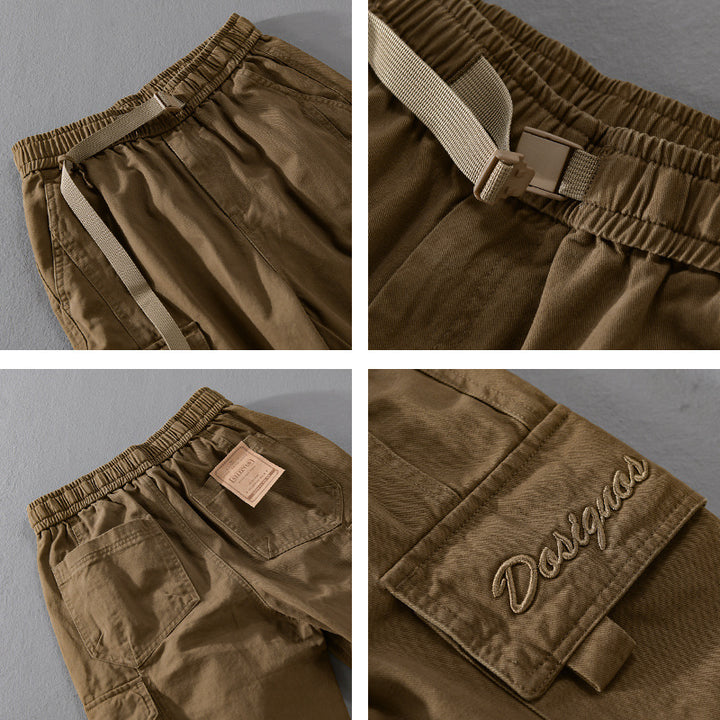 Herren Cargohose im Military-Look mit verstärkten Knien und elastischem Beinabschluss Echoarchiv