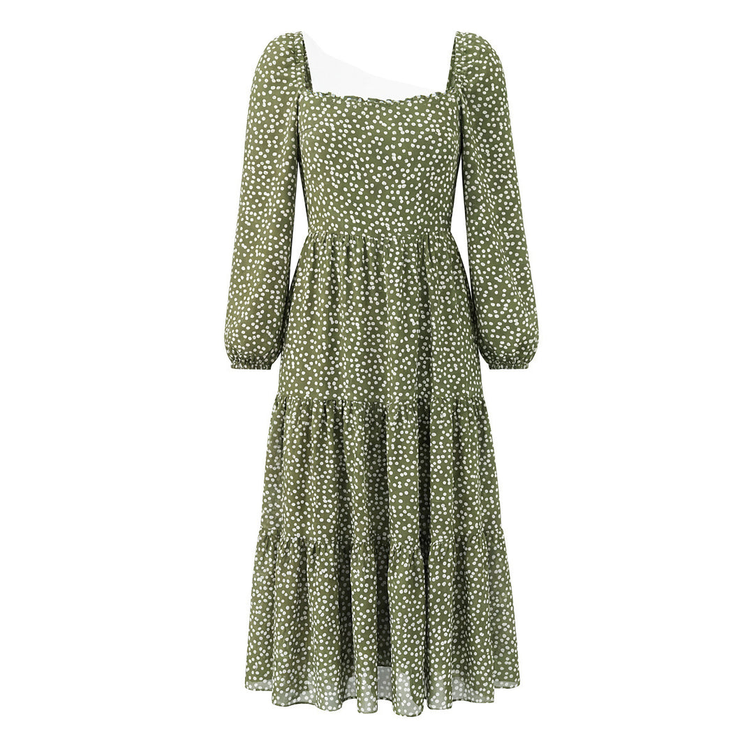 Damen Midikleid im Stufen-Design mit quadratischem Ausschnitt und Puffärmeln Echo Archiv