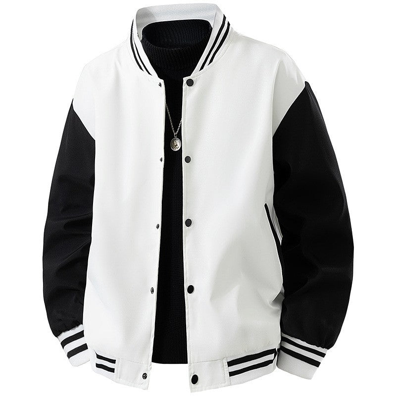 Herren College-Bomberjacke im Retro-Varsity-Design mit Druckknopffront, kontrastärmeln und gerippten Streifenbündchen Echo Archiv