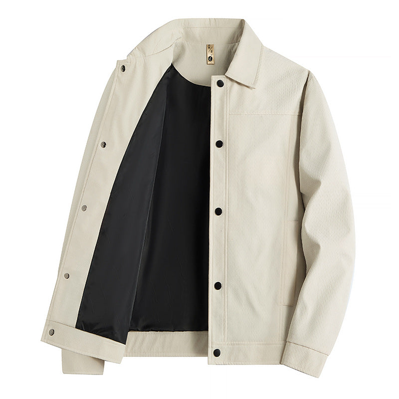 Herren Leichte Übergangsjacke im Worker-Stil mit mikrostrukturierter Twill-Optik und Druckknopfleiste Echo Archiv