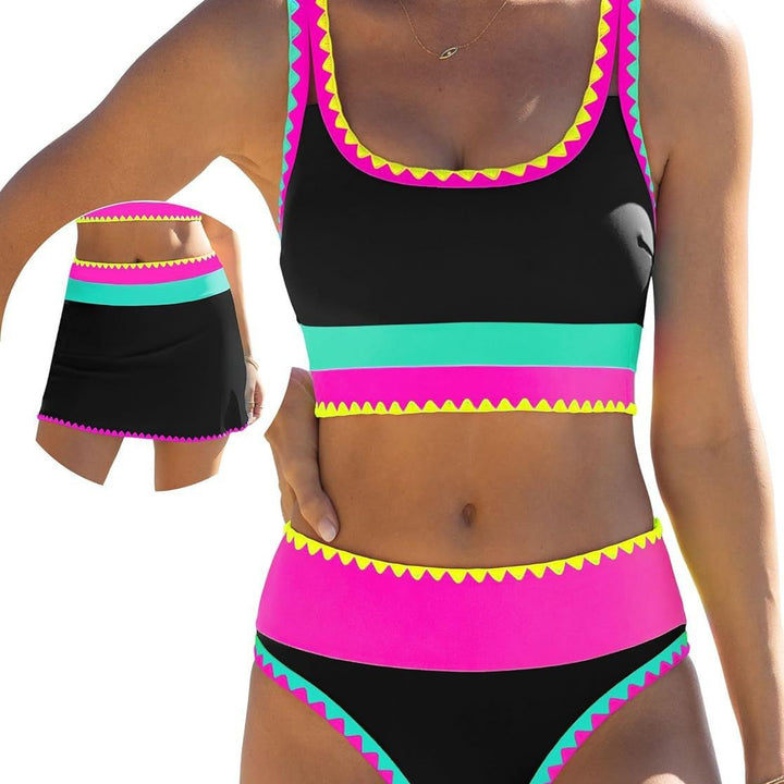 Damen Buntes Sportliches Bikini-Set Echo Archiv