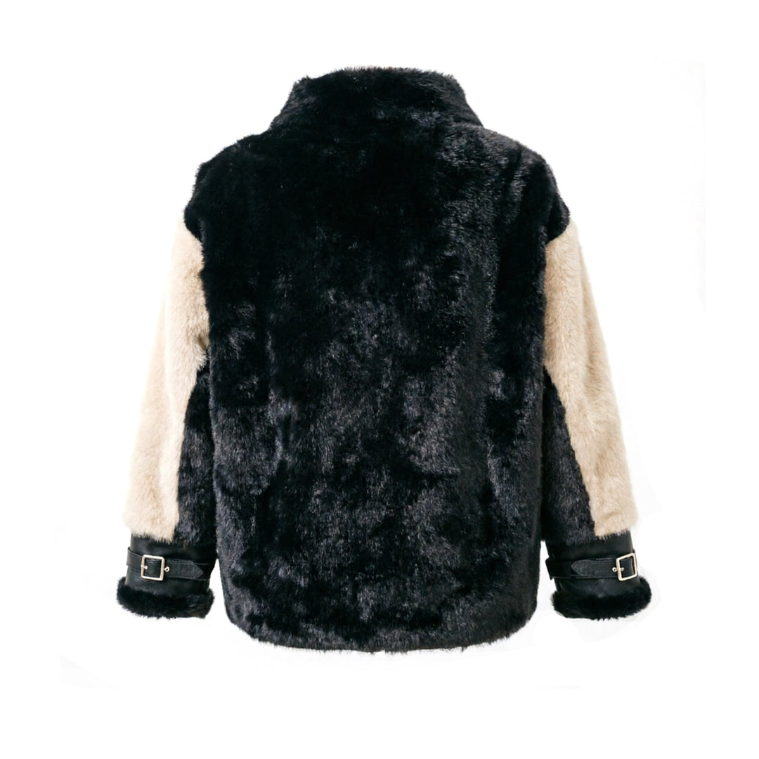 Damen Luxuriöse Kunstlederjacke mit Fellbesatz Echo Archiv