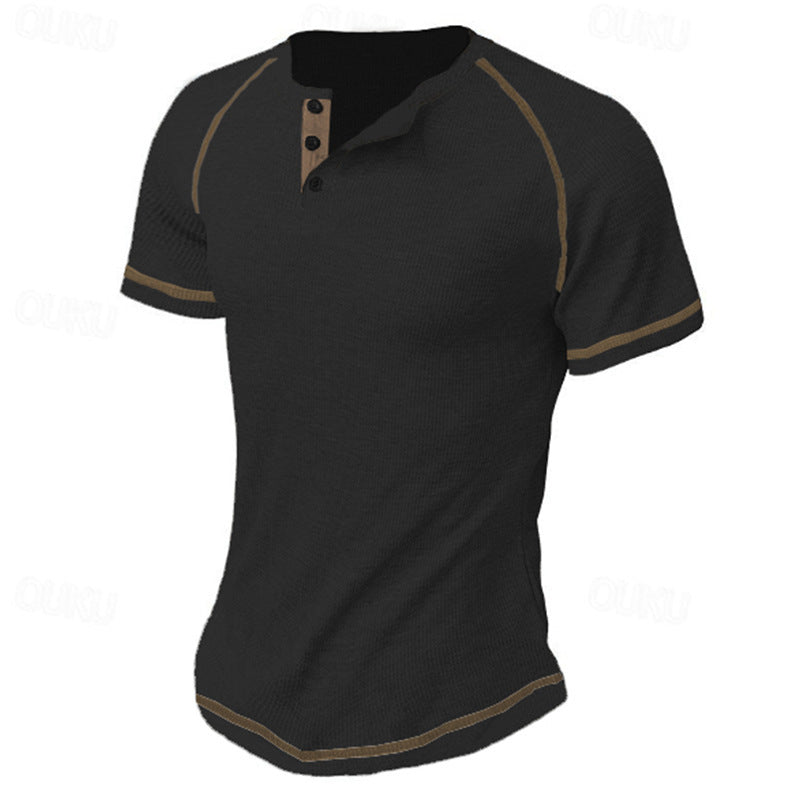 Herren modisches Henley-Shirt mit modernem Strukturdesign und praktischen Knopfdetails Echoarchiv
