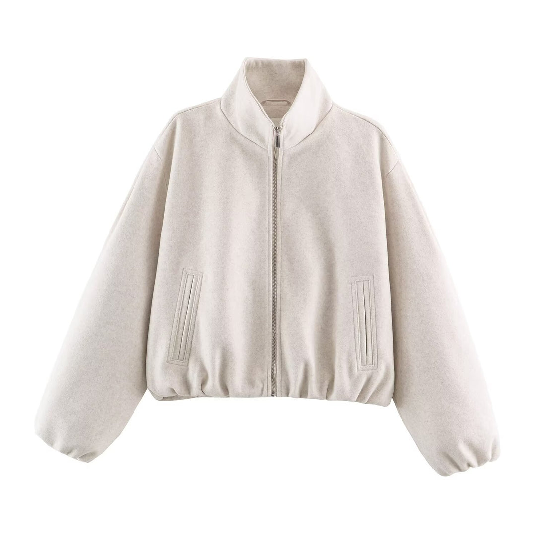 Damen Oversized Kurzblouson mit Stehkragen, Reißverschluss und elastischem Saum Echo Archiv