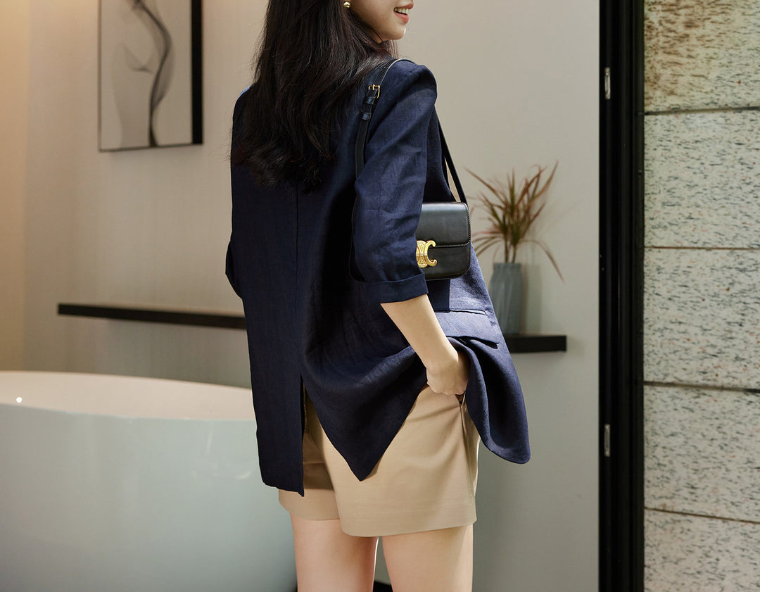Damen Modischer Leinenblazer Echoarchiv