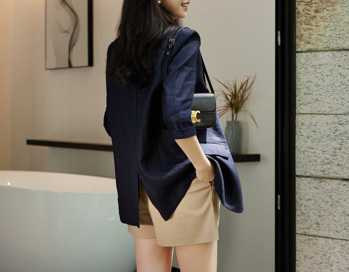 Damen Modischer Leinenblazer Echoarchiv