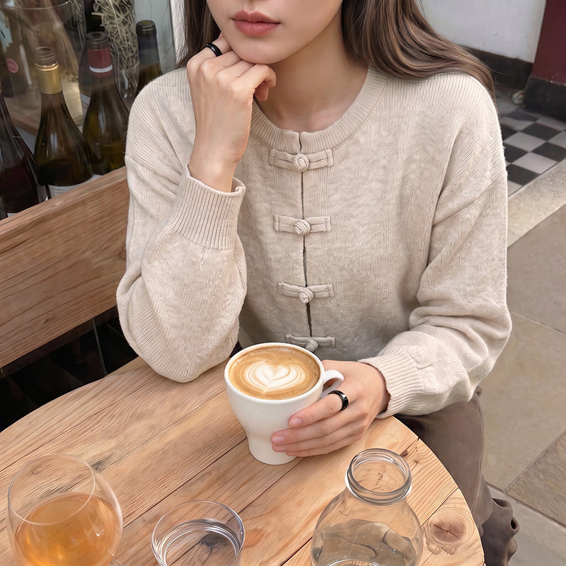 Damen Feinstrick-Cardigan mit dekorativem Knotenverschluss und legerer Raglan-Silhouette – Veloura