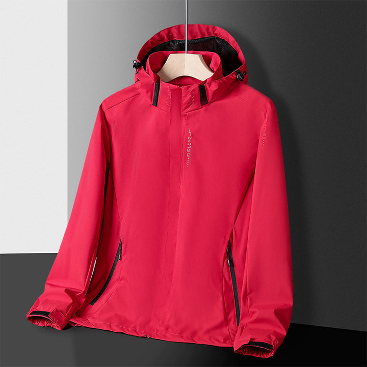 Herren Leichte technische Regenjacke mit Kapuze und dezenter Camouflage‑Textur – Taviero