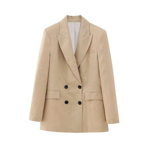 Damen Doppelreihiger Longline-Blazer mit strukturiertem Tailoring und verlängertem Saum Echoarchiv