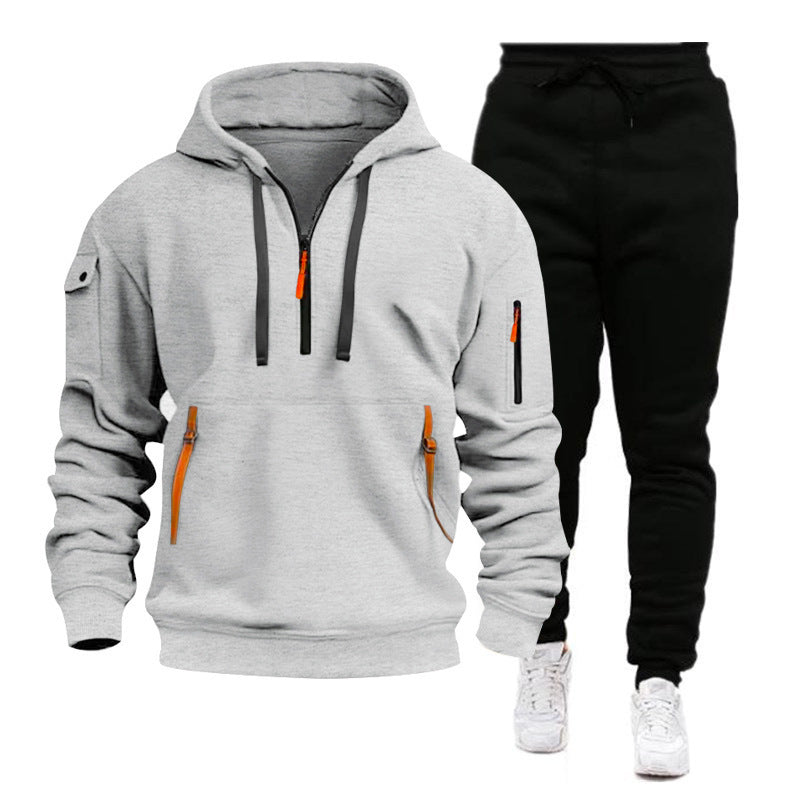 Herren Sportliches Hoodie-Set mit praktischen Reißverschlusstaschen und atmungsaktiven Eigenschaften Echoarchiv