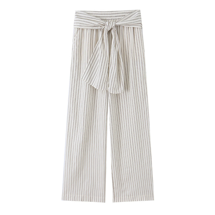 Damen Hochtaillierte weite Palazzohose mit Bindegürtel Echo Archiv