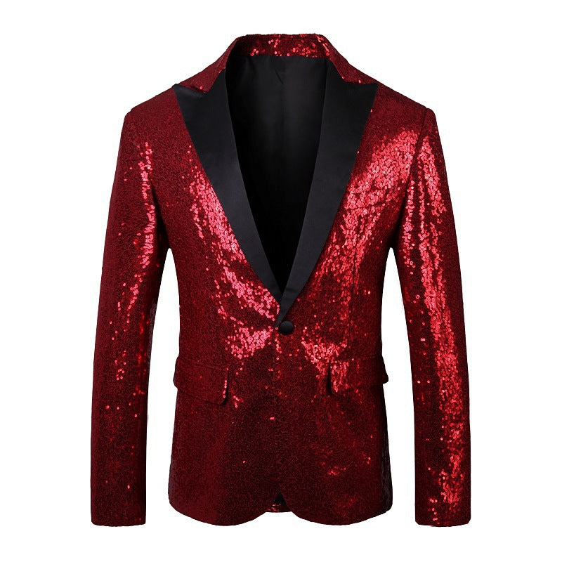 Herren Glänzender Pailletten Blazer Echoarchiv