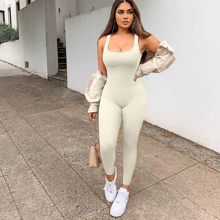 Damen Figurbetonter Jumpsuit mit Rippenstruktur Echo Archiv