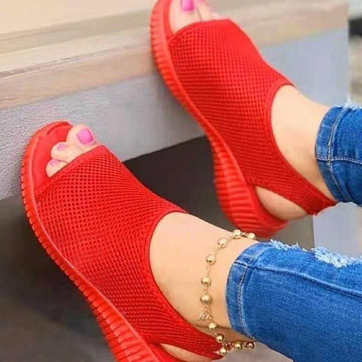 Damen nan atmungsaktive Netzstoff-Sandalen mit offener Zehenpartie und flexibler Fersenlasche Echo Archiv