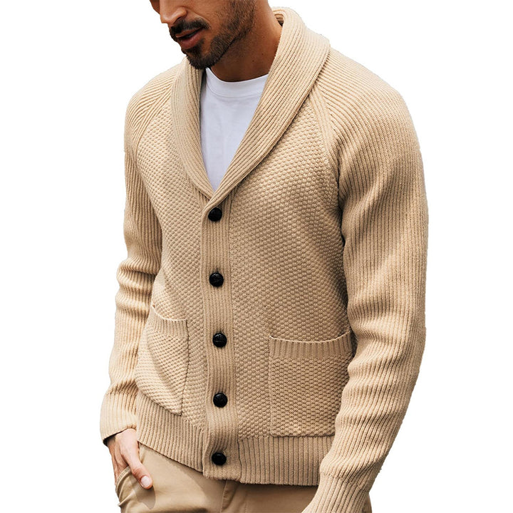 Herren Strickjacke mit Schalkragen und strukturiertem Muster Echoarchiv