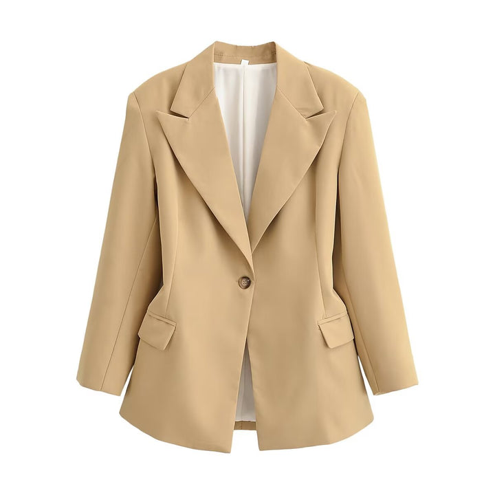 Damen Oversize-Blazer mit weitem Revers, Ein-Knopf-Verschluss und Pattentaschen Echo Archiv