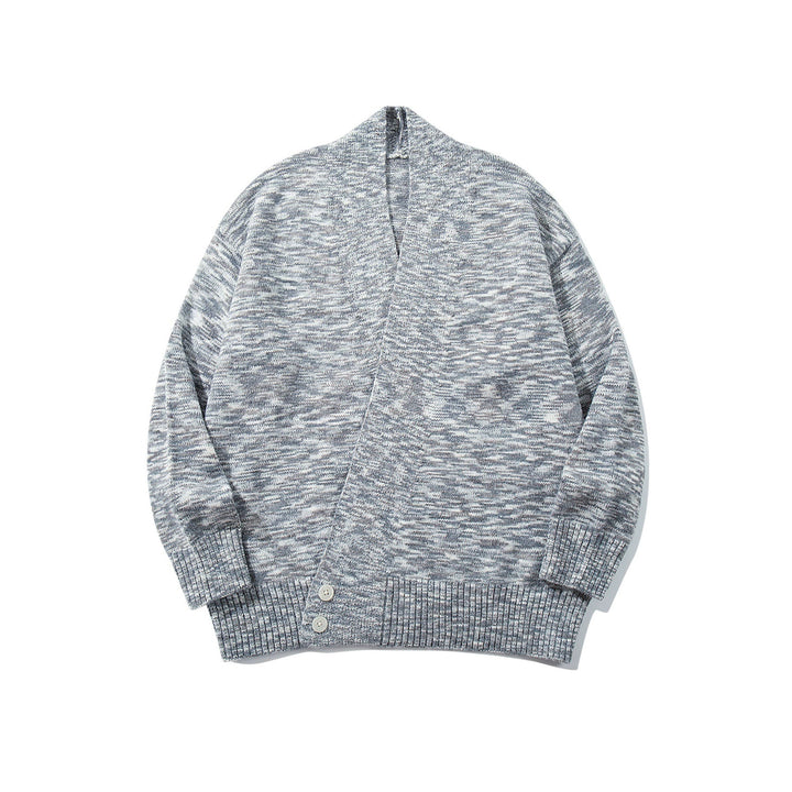 Damen Oversize-Strickcardigan mit tiefem V-Ausschnitt, Knopfleiste am Saum und melierter Struktur Echoarchiv