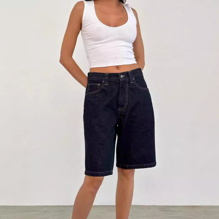Damen lässige Denim-Shorts mit weitem Schnitt und hohen Seitentaschen Echo Archiv