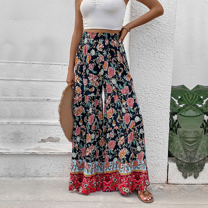 Damen Maxirock mit Stufen, elastischem Bund und floralem Boho-Print Echoarchiv