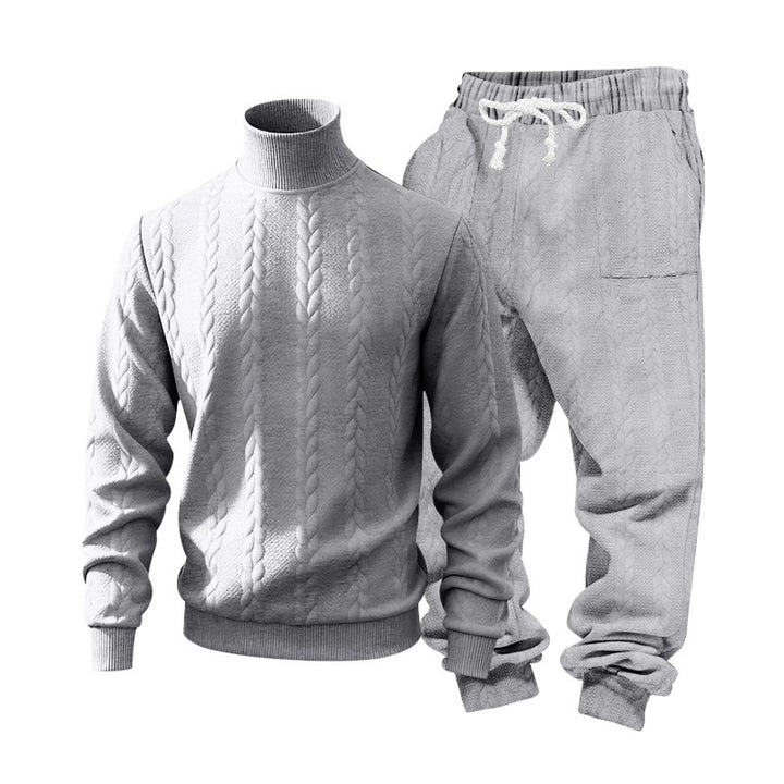 Herren lässiger Strickpullover mit Rollkragen und bequemen Sweatpants Echoarchiv