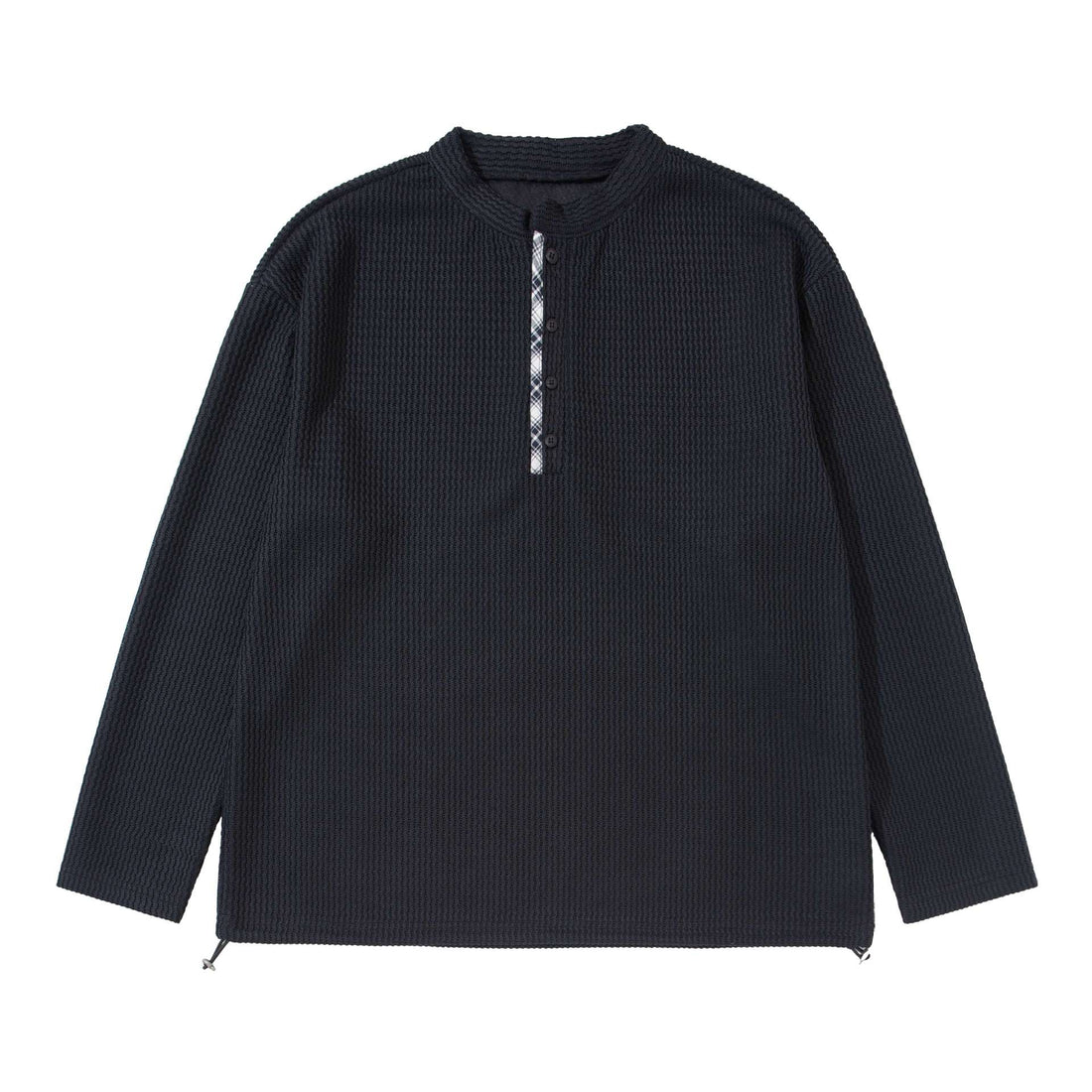 Unisex Waffelstrick-Henleypullover mit Tunnelzugsaum Echoarchiv
