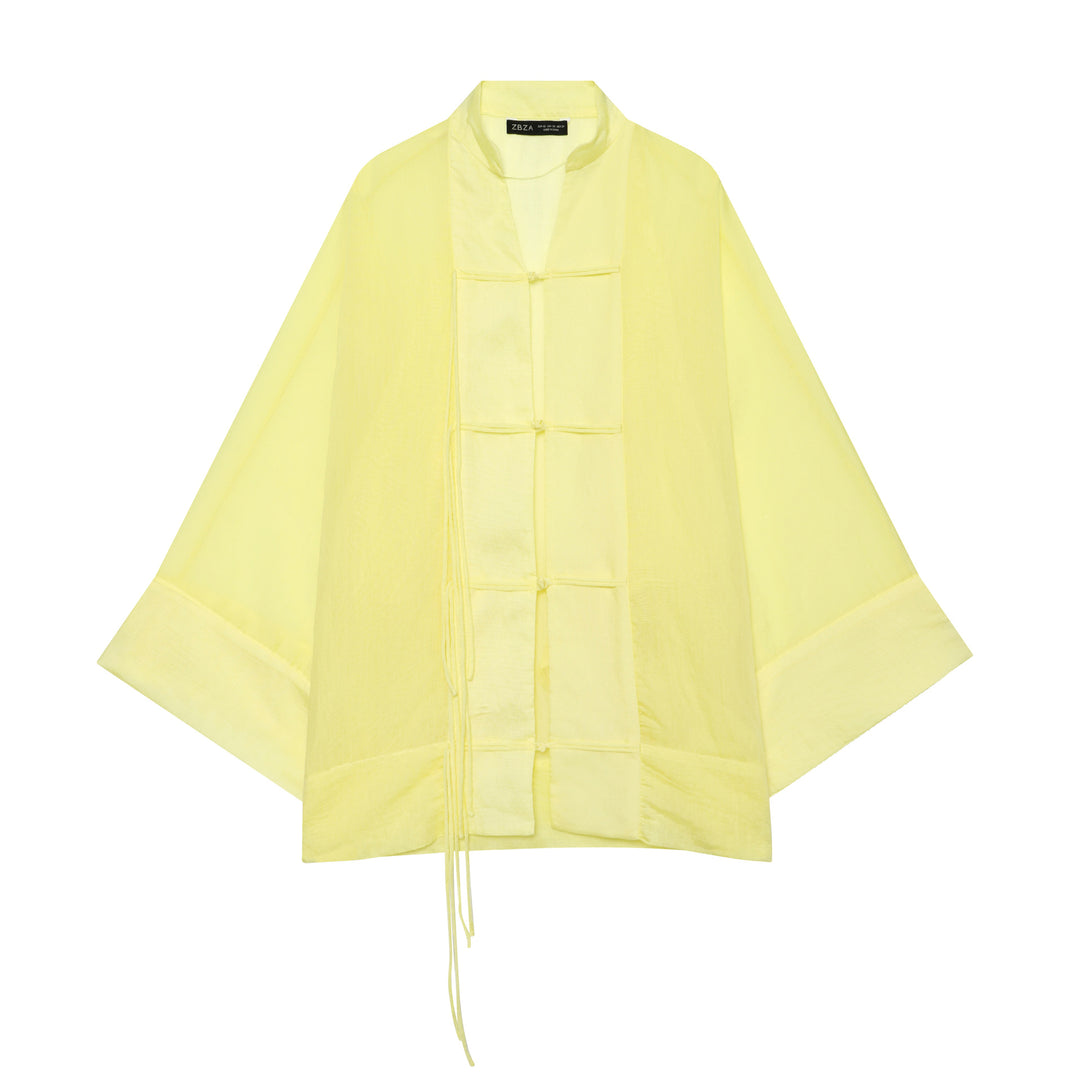 Damen Kimono-Capejacke mit Chinaknopfverschluss und langen Quasten Echo Archiv