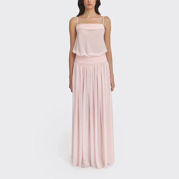 Damen Maxi-Kleid mit fließendem Chiffon-Oberteil und elastischem Bund Echo Archiv