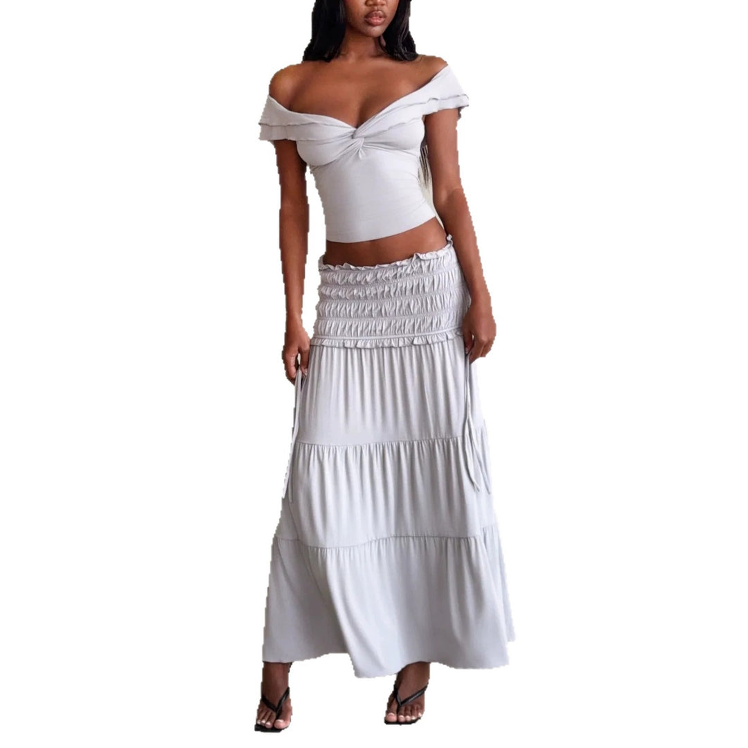 Damen Elegantes Wickeloberteil und maxirock Echo Archiv