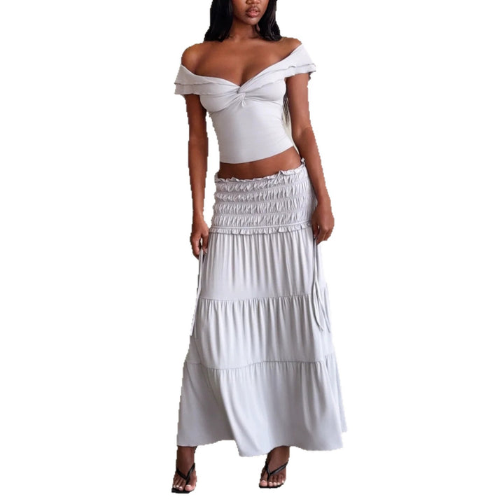 Damen Elegantes Wickeloberteil und maxirock Echo Archiv