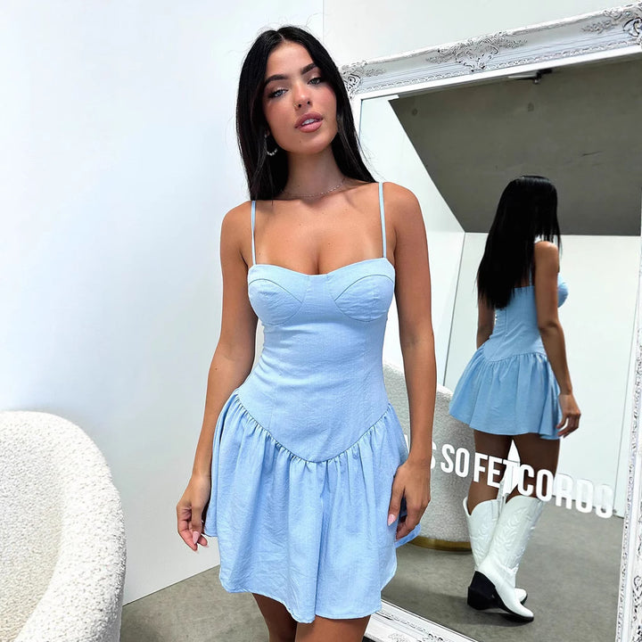 Damen Sommerkleid mit schmalen Spaghetti-Trägern und voluminösem Rockteil Echo Archiv