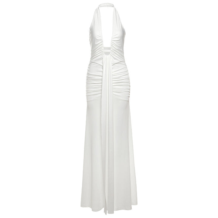 Damen Elegantes Maxi-Kleid mit tiefem V-Ausschnitt und Rüschendetails Echo Archiv