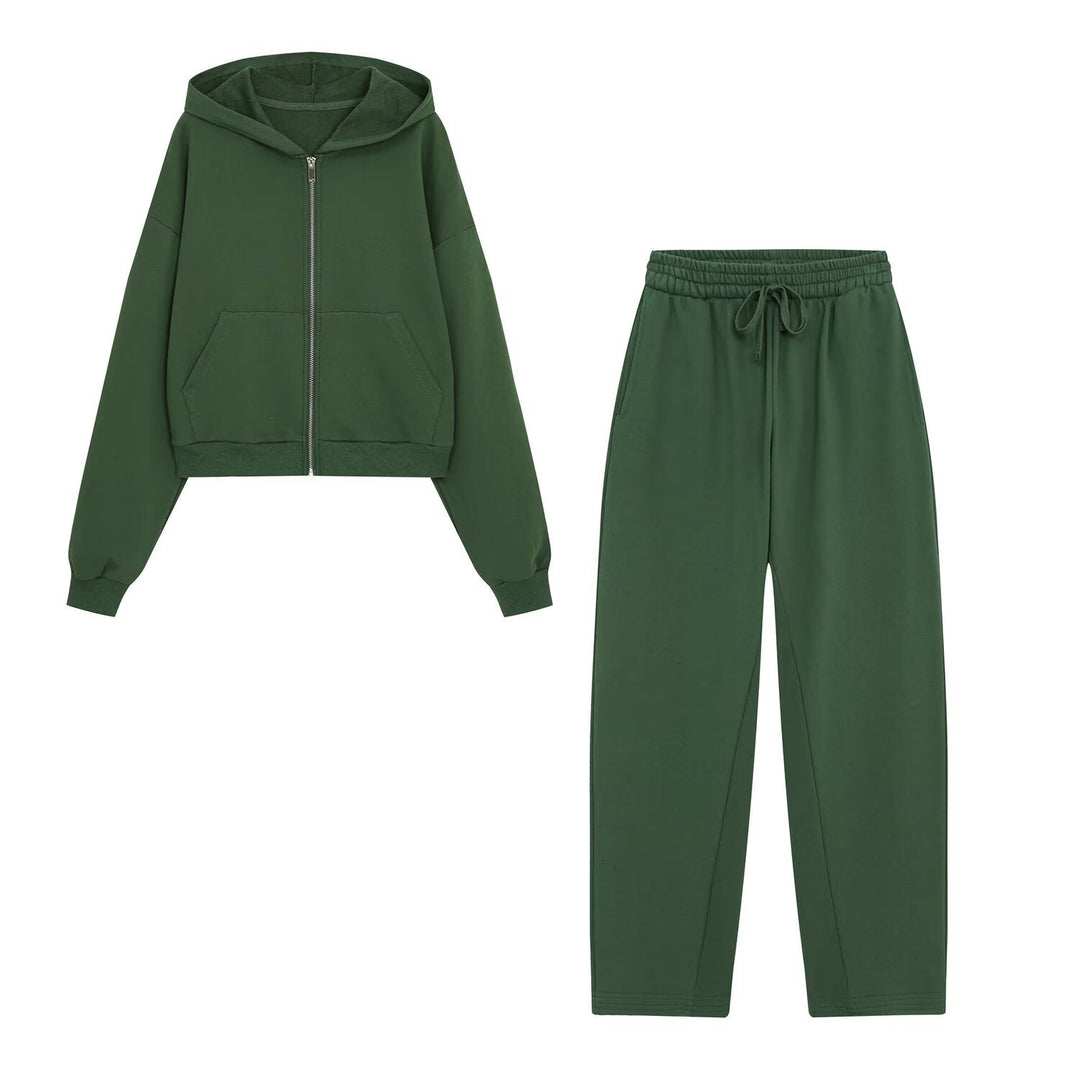 Damen Cropped Kapuzenjacke mit durchgehendem Reißverschluss und Kängurutaschen Echoarchiv