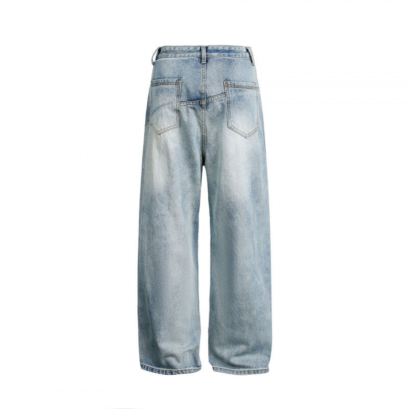 Damen Weite hochgeschnittene Baggy-Jeans mit geschwungenen Vornähten und aufgesetzten Taschen Echo Archiv