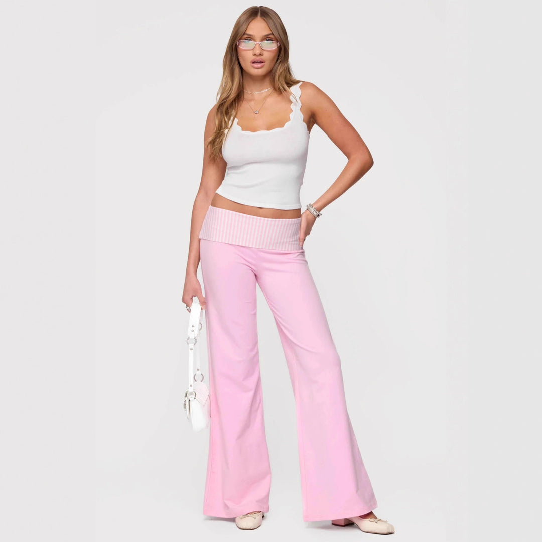 Damen Palazzo-Hose mit gestreiftem Bund und lässigem Schnitt Echo Archiv
