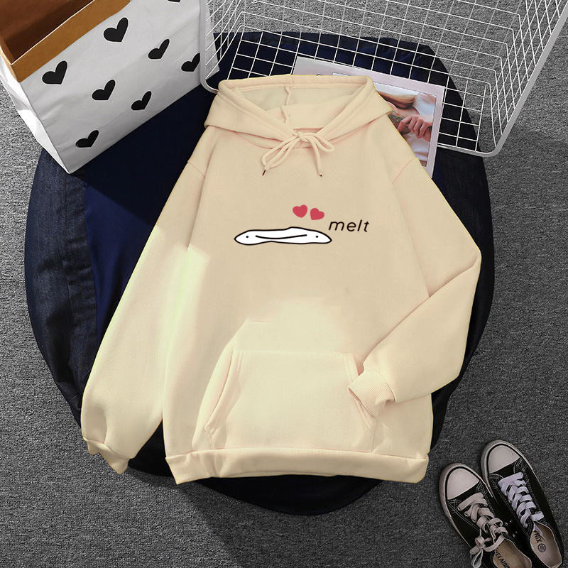 Damen Kapuzenpullover mit minimalistischer Grafik, lockerer Oversize-Passform und Kängurutasche – Auréline