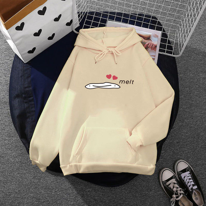 Damen Kapuzenpullover mit minimalistischer Grafik, lockerer Oversize-Passform und Kängurutasche – Auréline