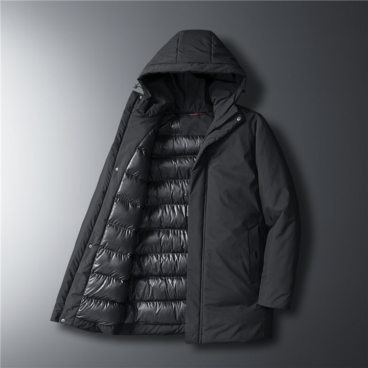 Herren moderner Urban-Longparka mit versteckter Reißverschlussblende und ergonomischer Kapuze Echo Archiv