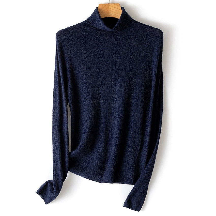 Damen Feiner Crinkle-Rollkragenpullover mit leichtem Fall Echoarchiv
