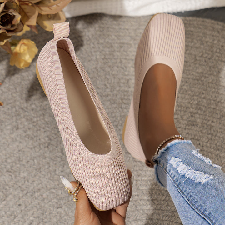 Damen Atmungsaktive Strick‑Ballerinas mit quadratischer Spitze Echo Archiv