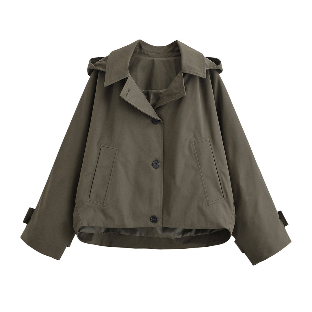 Damen Kurze Oversize-Trenchjacke mit Umlegekragen und Schulterklappen Echo Archiv