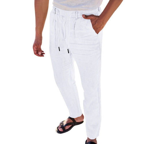 Herren Leichte Leinenhose mit verstellbarem Bund und praktischen Seitentaschen Echoarchiv