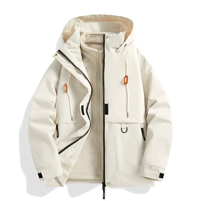 Herren Mehrlagige Softshell-Utilityjacke mit integriertem Fleece-Innenjackett, Kordelzugkapuze und Multifunktions-Taschen Echo Archiv