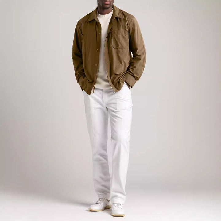 Herren lässige Langarm-Hemdjacke im minimalistischen Design Echoarchiv