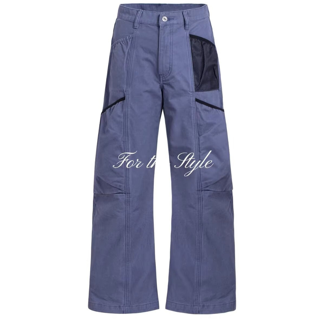 Damen Utility-Cargo-Hose mit weitem Bein, Mehrfach‑Taschen & Mesh‑Einsatz Echoarchiv